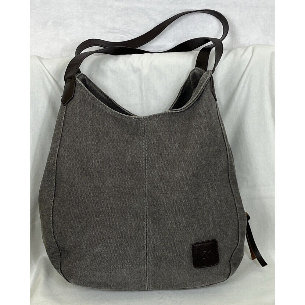 K2 Classic Canvas Shoulder Bag Purse Hobo Leather Brown